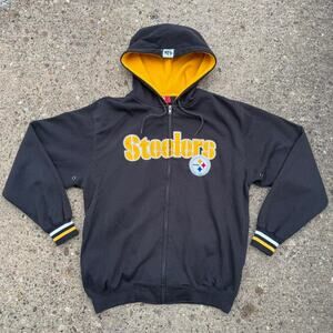 Vintage NFL branded Pittsburgh Steelers Football Black and yellow zip up hoodie